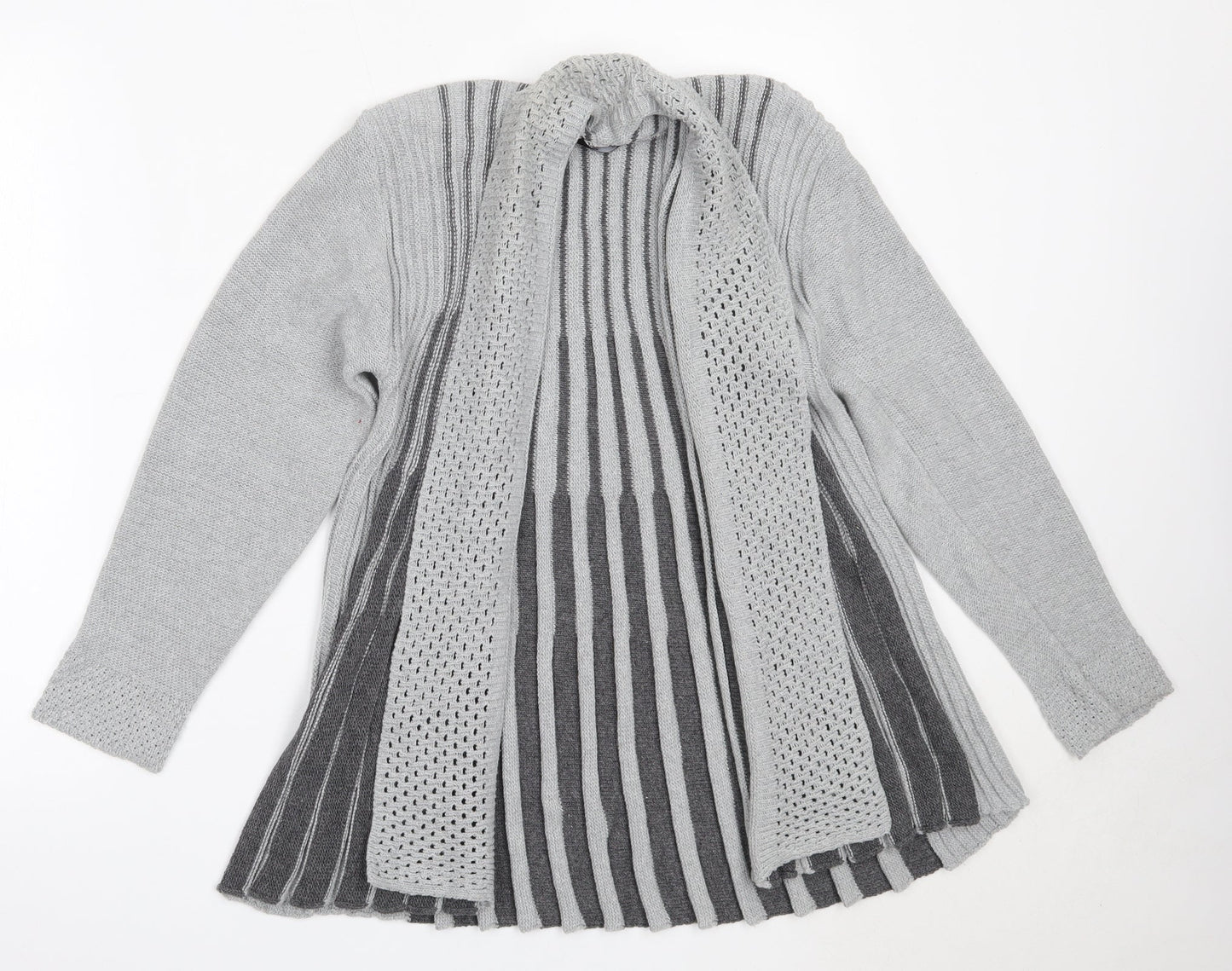 Pulse Womens Grey Round Neck  Acrylic Cardigan Jumper Size S