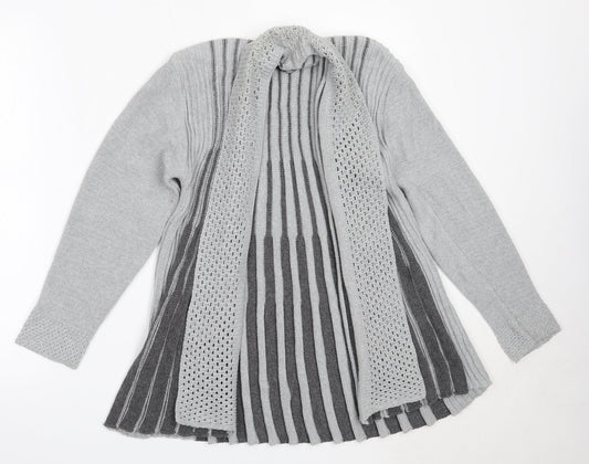 Pulse Womens Grey Round Neck  Acrylic Cardigan Jumper Size S
