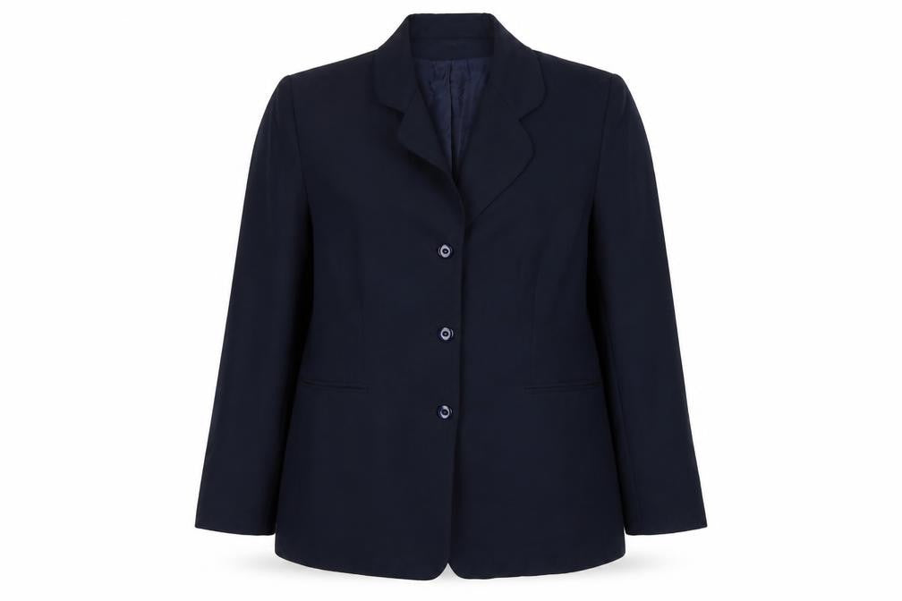 Preworn Womens Blue  Polyester Jacket Suit Jacket Size 16