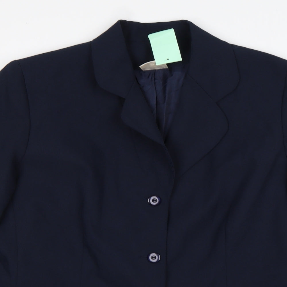 Preworn Womens Blue  Polyester Jacket Suit Jacket Size 16