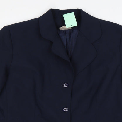Preworn Womens Blue  Polyester Jacket Suit Jacket Size 16