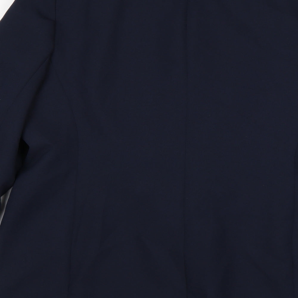 Preworn Womens Blue  Polyester Jacket Suit Jacket Size 16