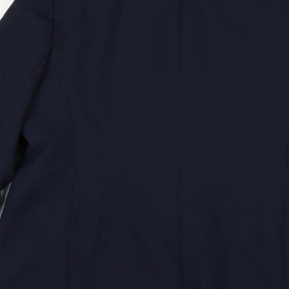Preworn Womens Blue  Polyester Jacket Suit Jacket Size 16