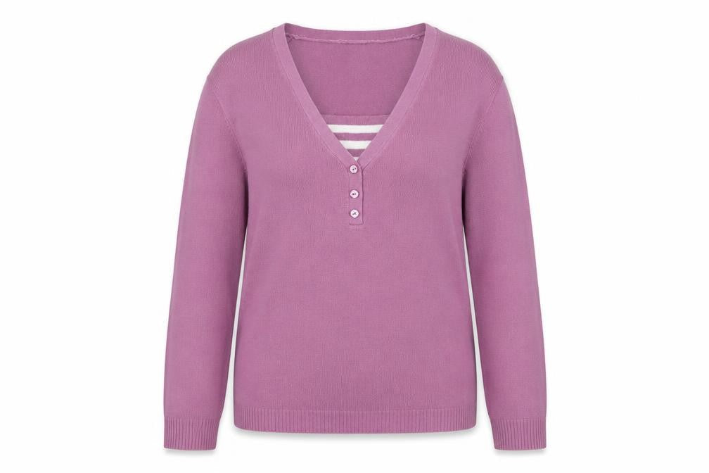 Ann Marie Womens Purple V-Neck  Acrylic Pullover Jumper Size S