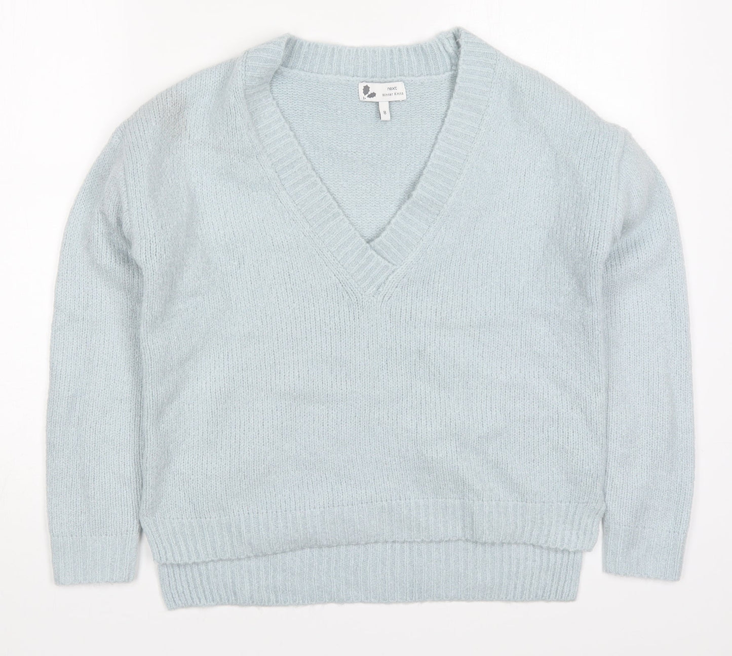 NEXT Womens Blue V-Neck  Acrylic Pullover Jumper Size 8