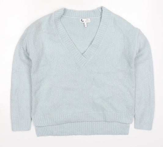 NEXT Womens Blue V-Neck  Acrylic Pullover Jumper Size 8