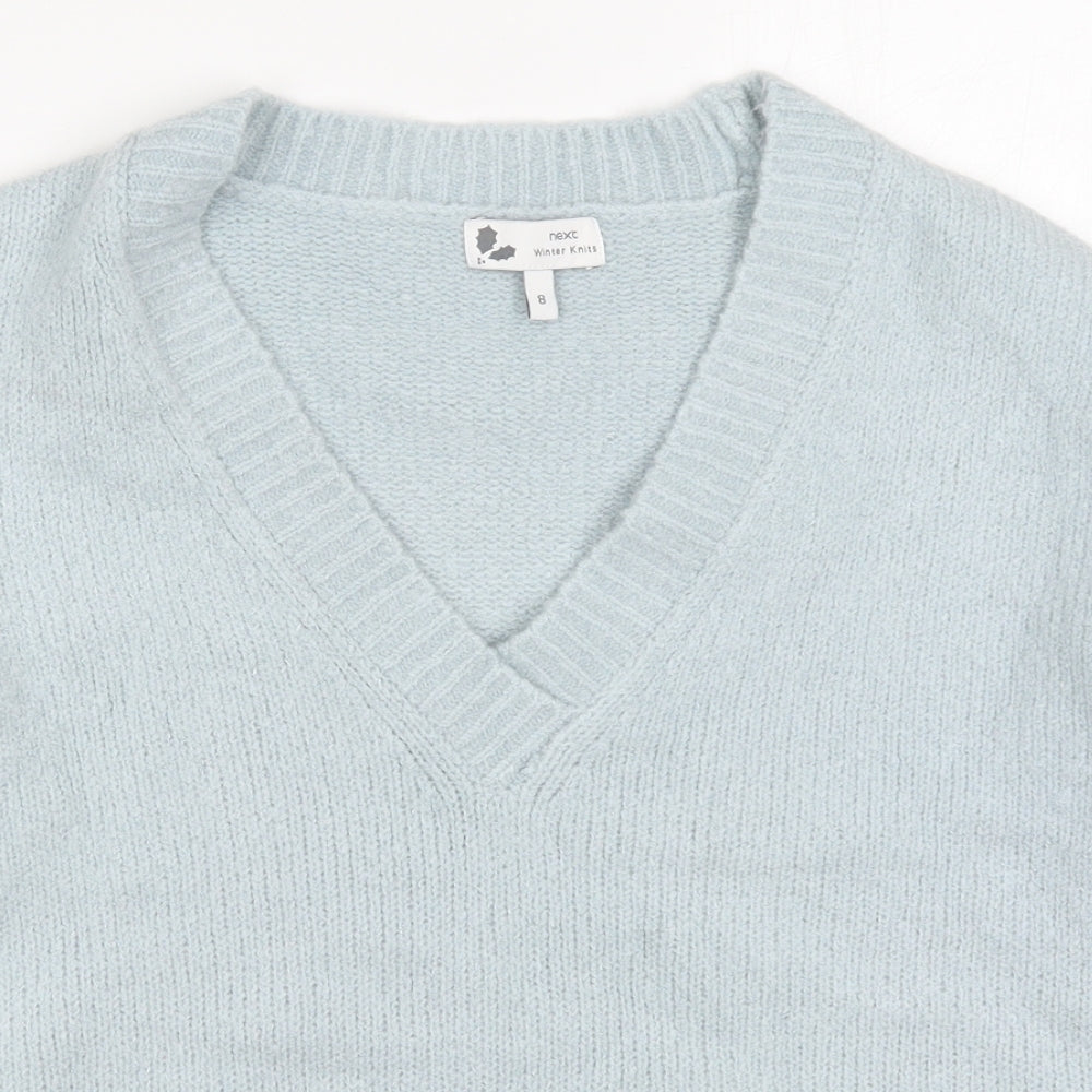 NEXT Womens Blue V-Neck  Acrylic Pullover Jumper Size 8