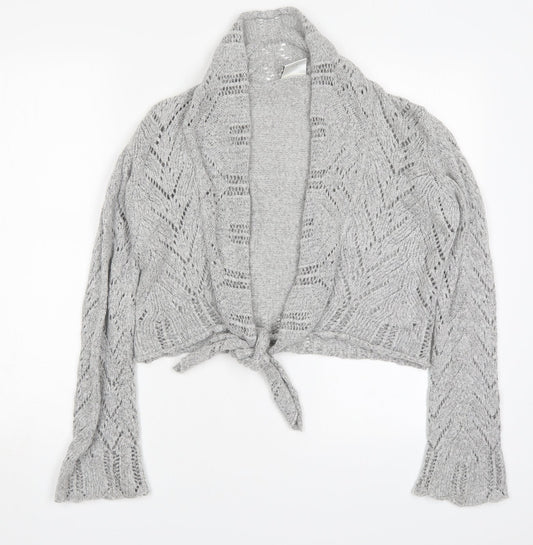 NEXT Womens Grey V-Neck  Acrylic Cardigan Jumper Size 10