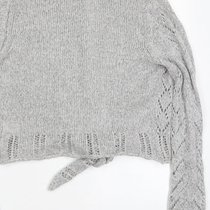 Next Womens Grey V-Neck  Acrylic Cardigan Jumper Size 10