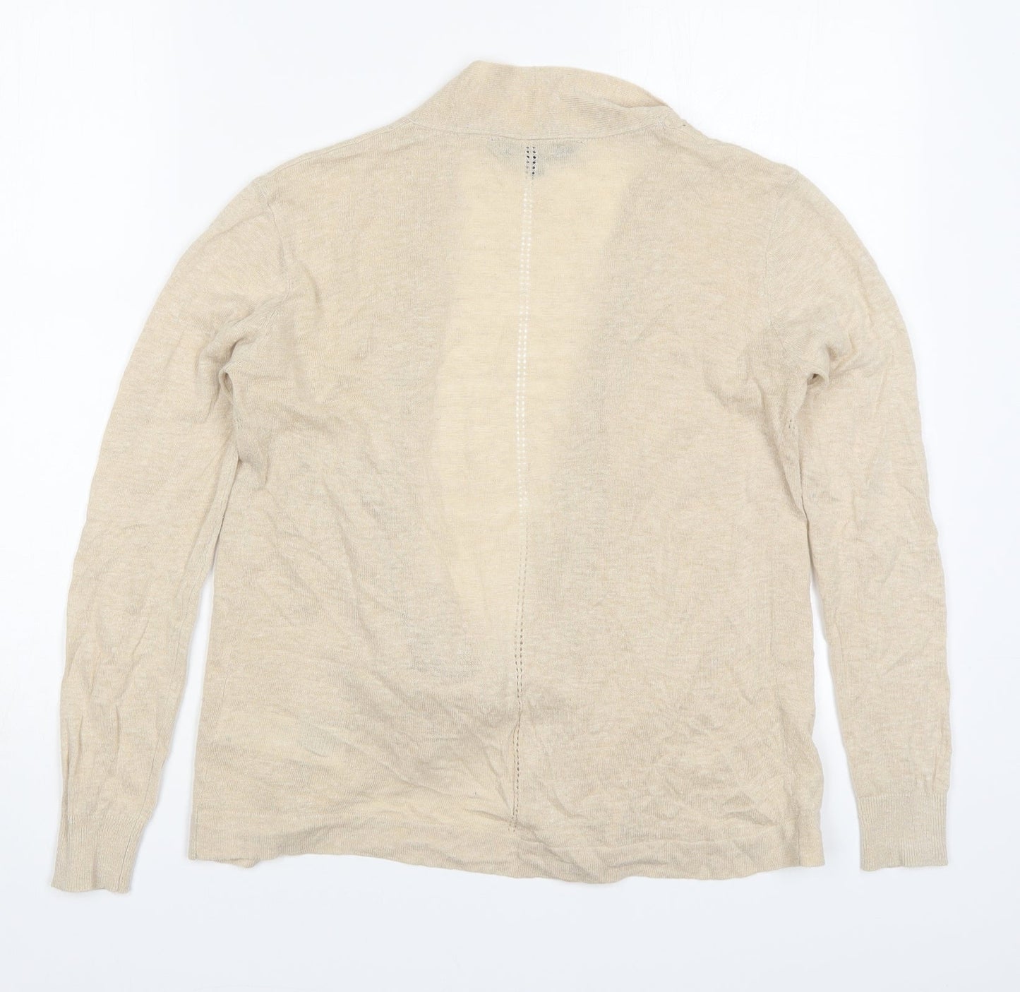 Maine Womens Beige V-Neck  Acrylic Cardigan Jumper Size 8