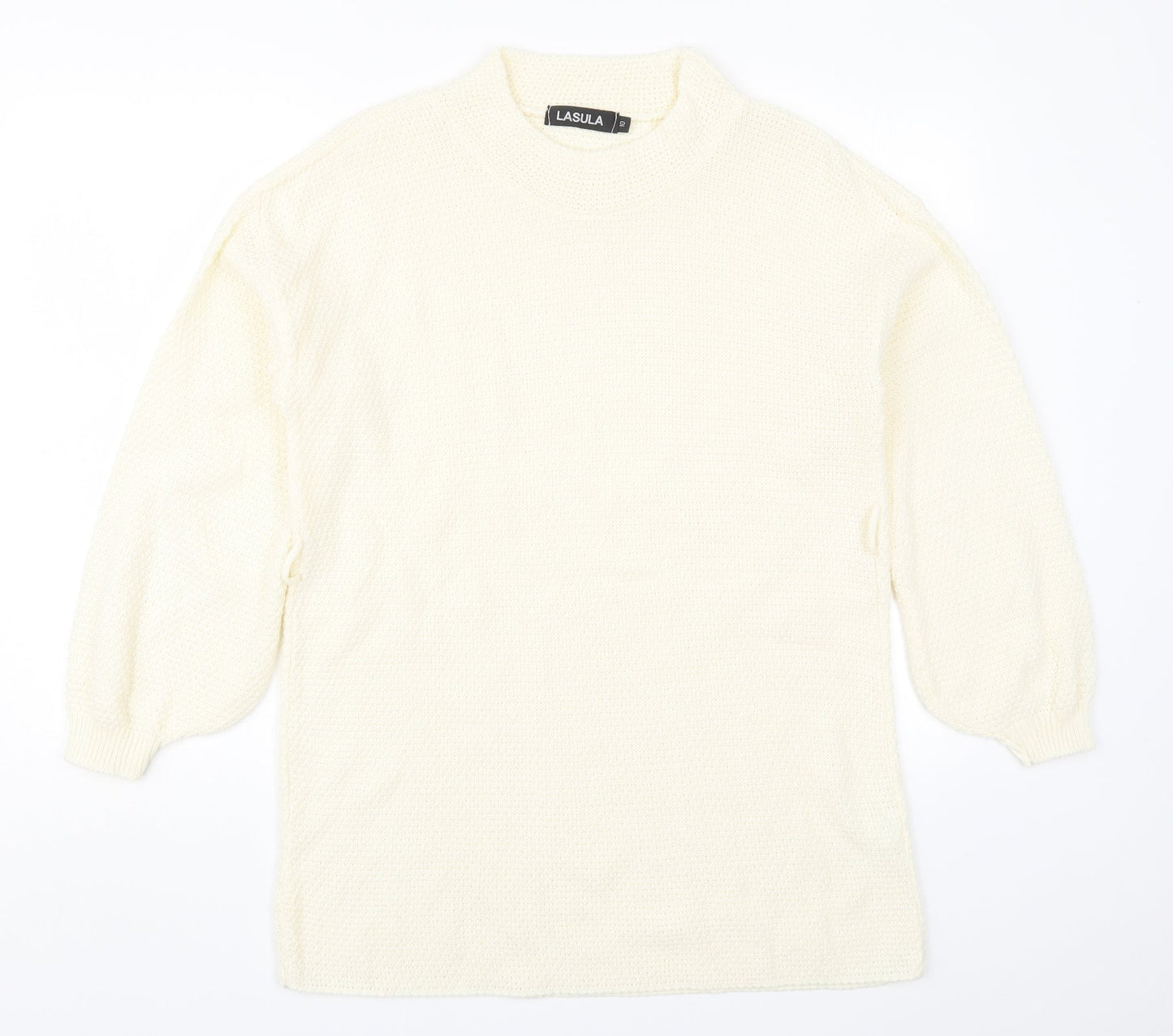 Lasula Womens Beige Round Neck  Acrylic Pullover Jumper Size 10