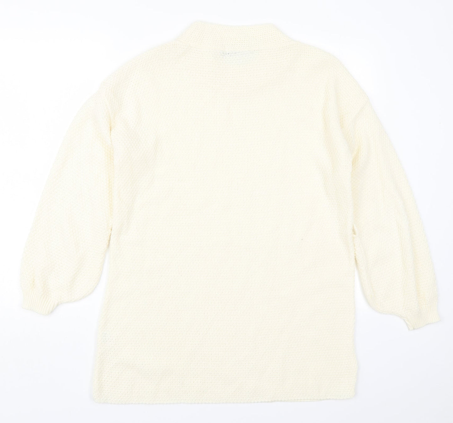 Lasula Womens Beige Round Neck  Acrylic Pullover Jumper Size 10