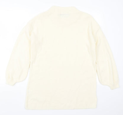 Lasula Womens Beige Round Neck  Acrylic Pullover Jumper Size 10