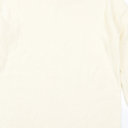 Lasula Womens Beige Round Neck  Acrylic Pullover Jumper Size 10