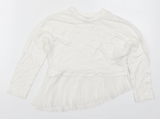 River Island Girls White Round Neck  Viscose Pullover Jumper Size 5-6 Years  Pullover
