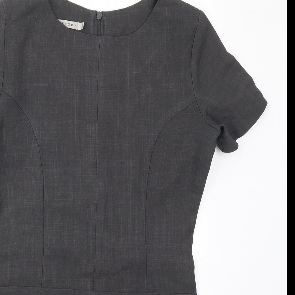 Florenceroby Womens Grey  Polyester Basic Blouse Size 6 Round Neck