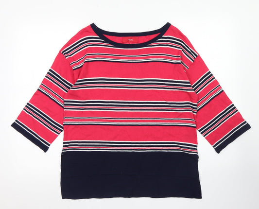 NEXT Womens Pink Boat Neck Striped Cotton Pullover Jumper Size 8
