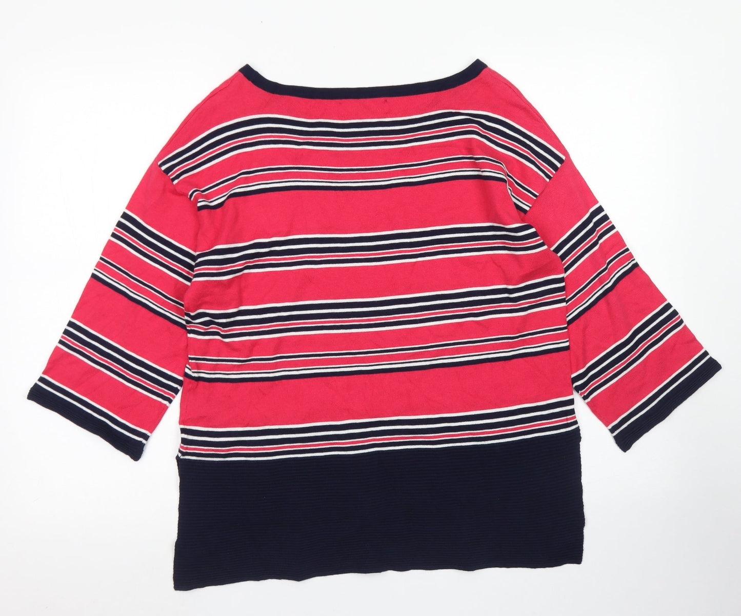 NEXT Womens Pink Boat Neck Striped Cotton Pullover Jumper Size 8