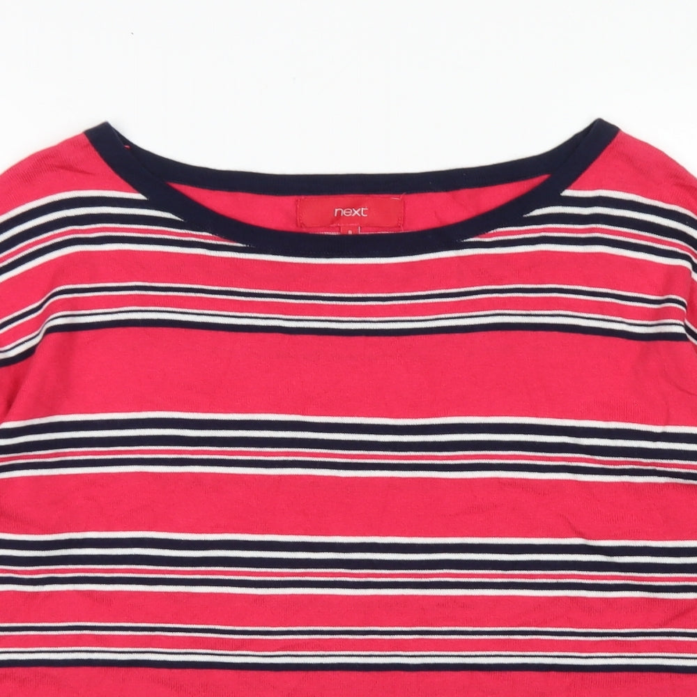 NEXT Womens Pink Boat Neck Striped Cotton Pullover Jumper Size 8