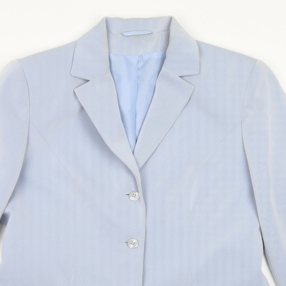 NL Collection Womens Blue  Polyester Jacket Blazer Size 14
