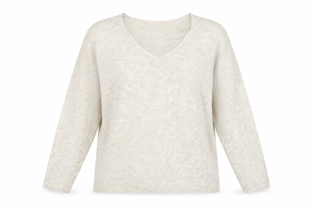 Apricot Womens Beige V-Neck  Acrylic Pullover Jumper Size M