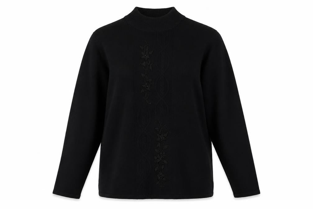 Reflection Womens Black Mock Neck  Acrylic Pullover Jumper Size S