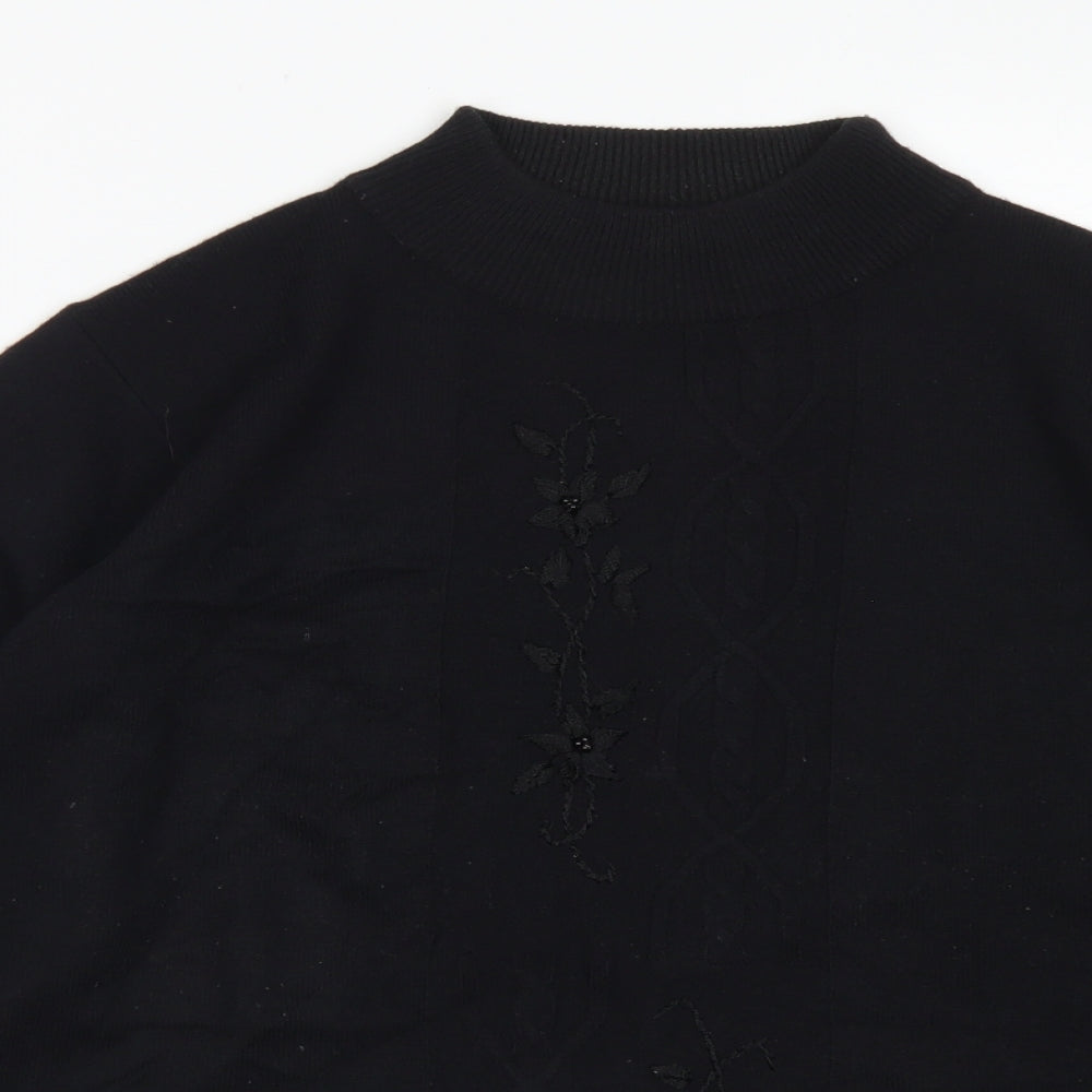 Reflection Womens Black Mock Neck  Acrylic Pullover Jumper Size S