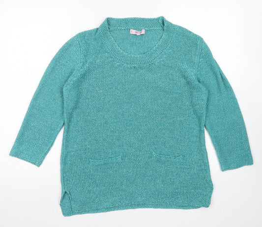 Per Una Womens Blue Round Neck  Acrylic Pullover Jumper Size M