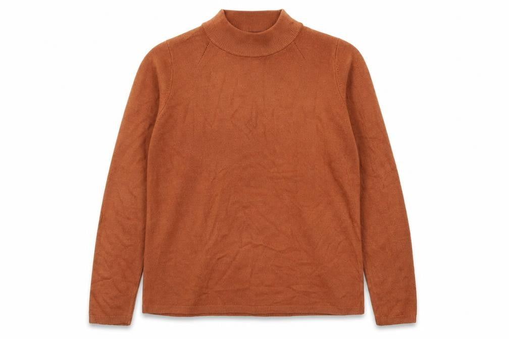 Marks & Spencer Collection Womens Brown Mock Neck  Acrylic Pullover Jumper Size 14