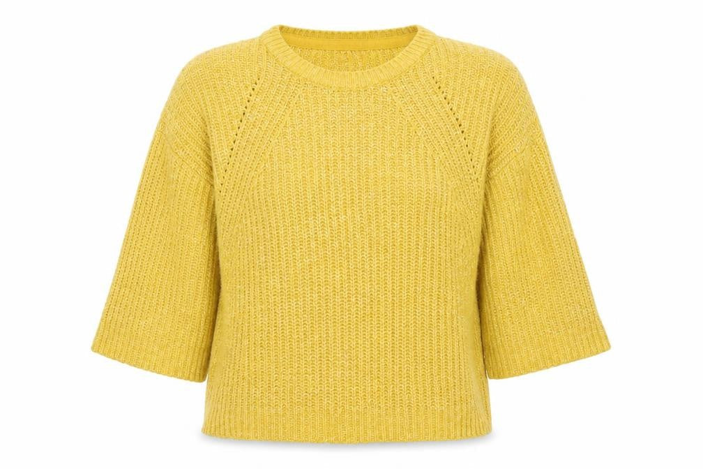 TU Womens Yellow Round Neck  Acrylic Pullover Jumper Size 12   - Flare Sleeve