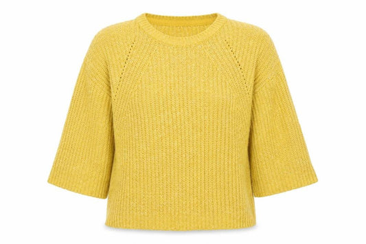 Tu Womens Yellow Round Neck  Acrylic Pullover Jumper Size 12   - Flare Sleeve