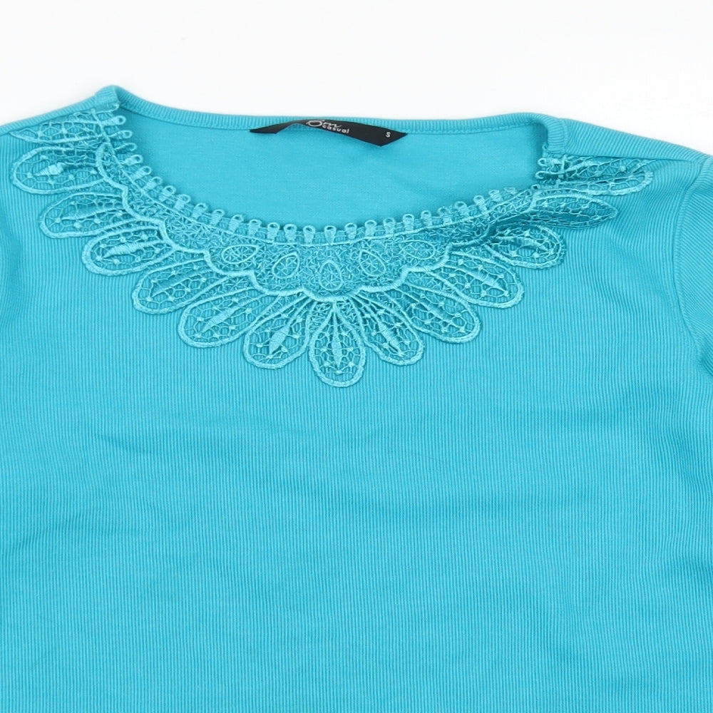 BM  Womens Blue Round Neck  Polyester Pullover Jumper Size S   - Lace Detail