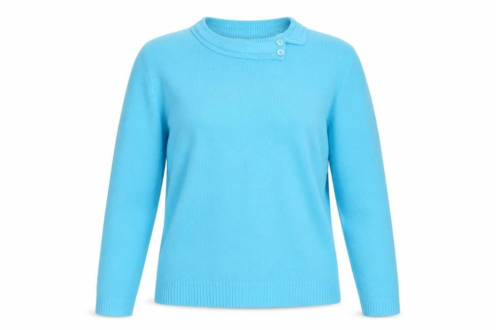 Simon Jeffrey Womens Blue Collared  Acrylic Pullover Jumper Size L