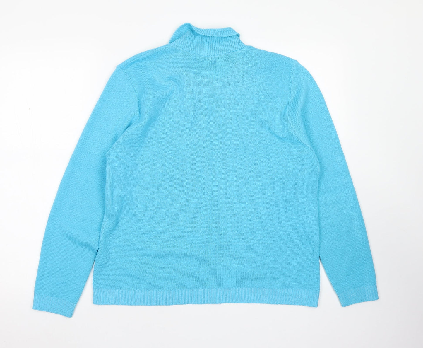 Simon Jeffrey Womens Blue Collared  Acrylic Pullover Jumper Size L