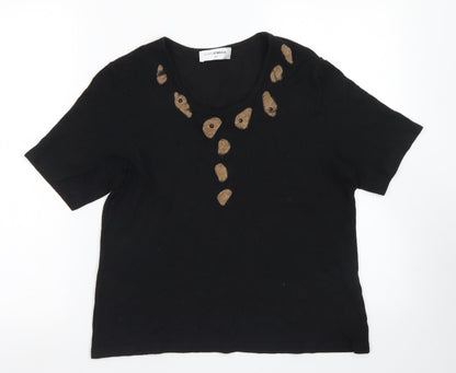 Doris Streich Womens Black Round Neck  Viscose Pullover Jumper Size 10
