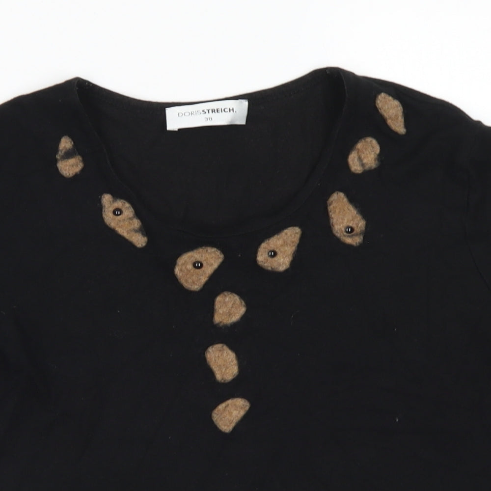 Doris Streich Womens Black Round Neck  Viscose Pullover Jumper Size 10