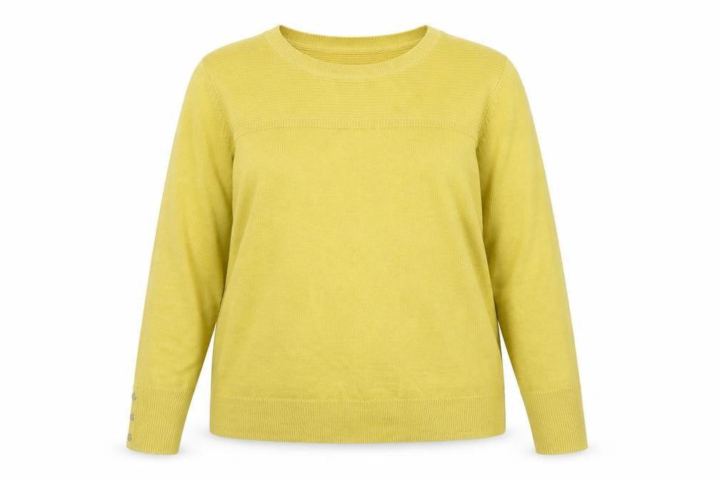 Classic Womens Yellow Round Neck  Acrylic Pullover Jumper Size 18