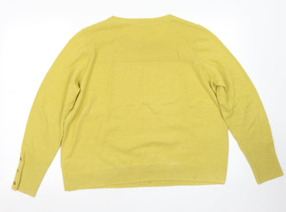 Classics Womens Yellow Round Neck  Acrylic Pullover Jumper Size 18