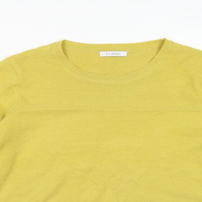 Classics Womens Yellow Round Neck  Acrylic Pullover Jumper Size 18