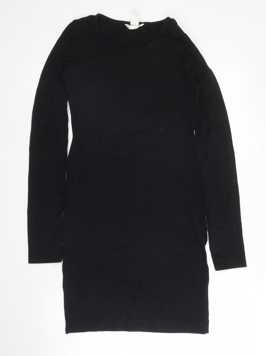 H&M Womens Black  Cotton Bodycon  Size XS  Round Neck