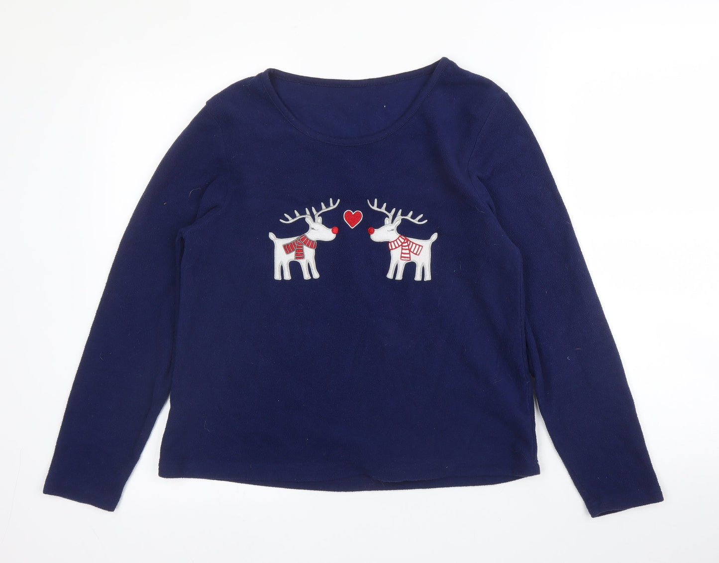 Preworn Womens Blue Round Neck  Polyester Pullover Jumper Size S   - Christmas, PJ top