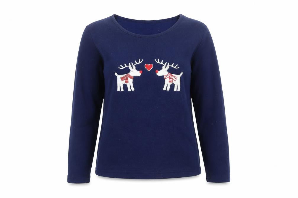 Preworn Womens Blue Round Neck  Polyester Pullover Jumper Size S   - Christmas, PJ top