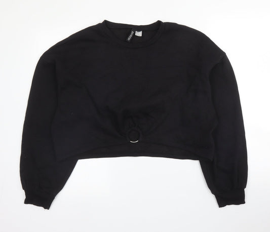 H&M Womens Black Round Neck  Cotton Pullover Jumper Size XL