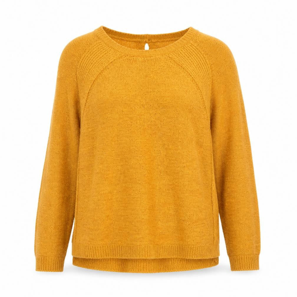 Papaya Womens Yellow Round Neck  Acrylic Pullover Jumper Size S