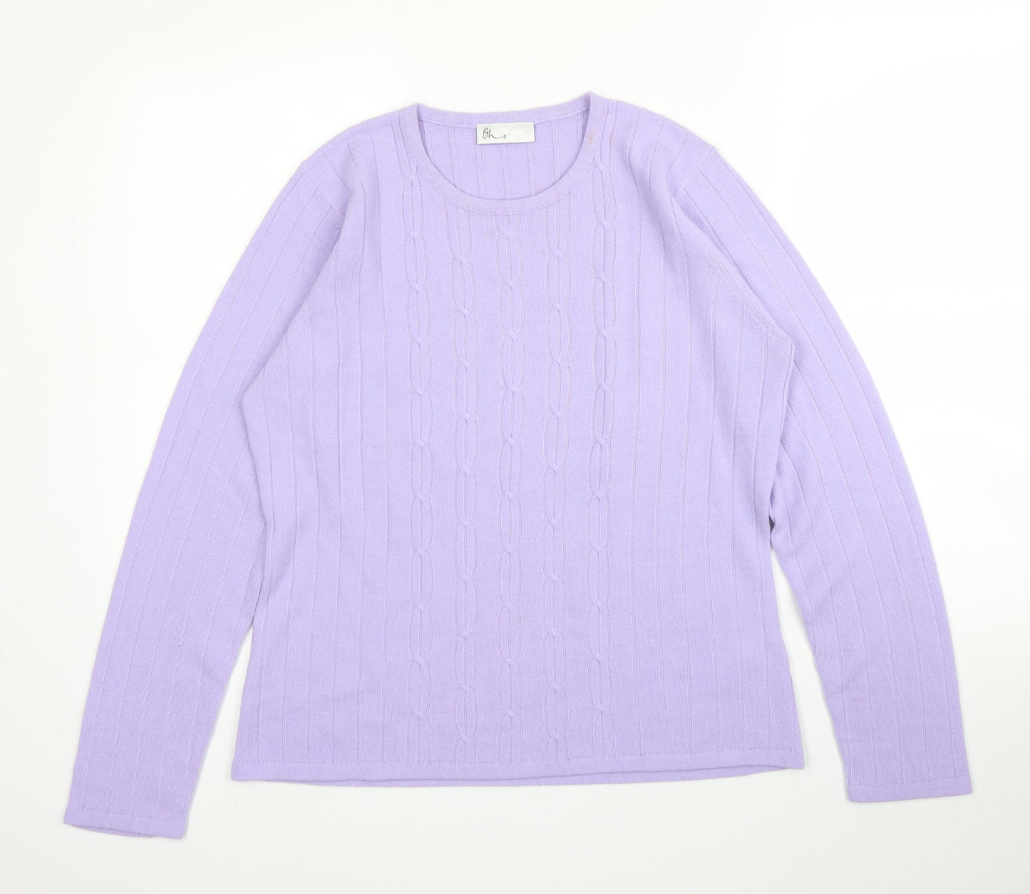BHS Womens Purple  Acrylic Basic Blouse Size 14 Round Neck