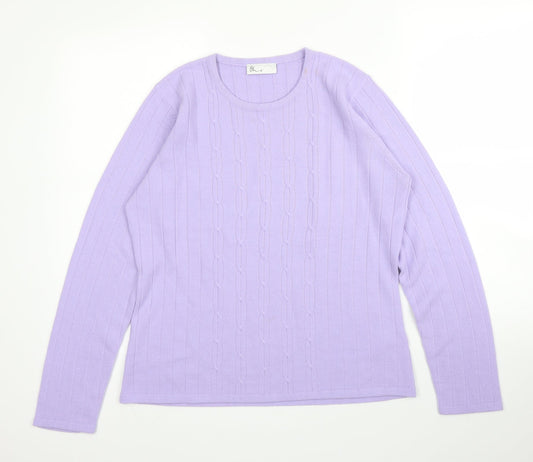 BHS Womens Purple  Acrylic Basic Blouse Size 14 Round Neck