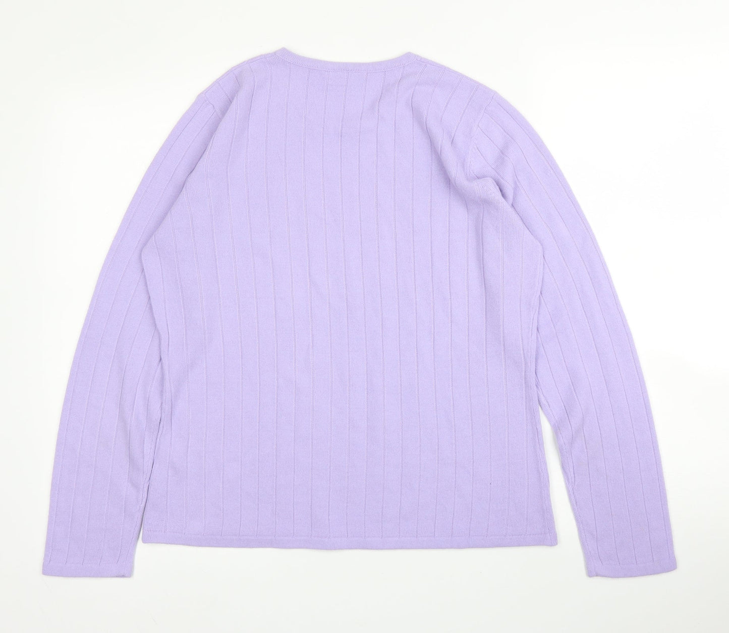 BHS Womens Purple  Acrylic Basic Blouse Size 14 Round Neck
