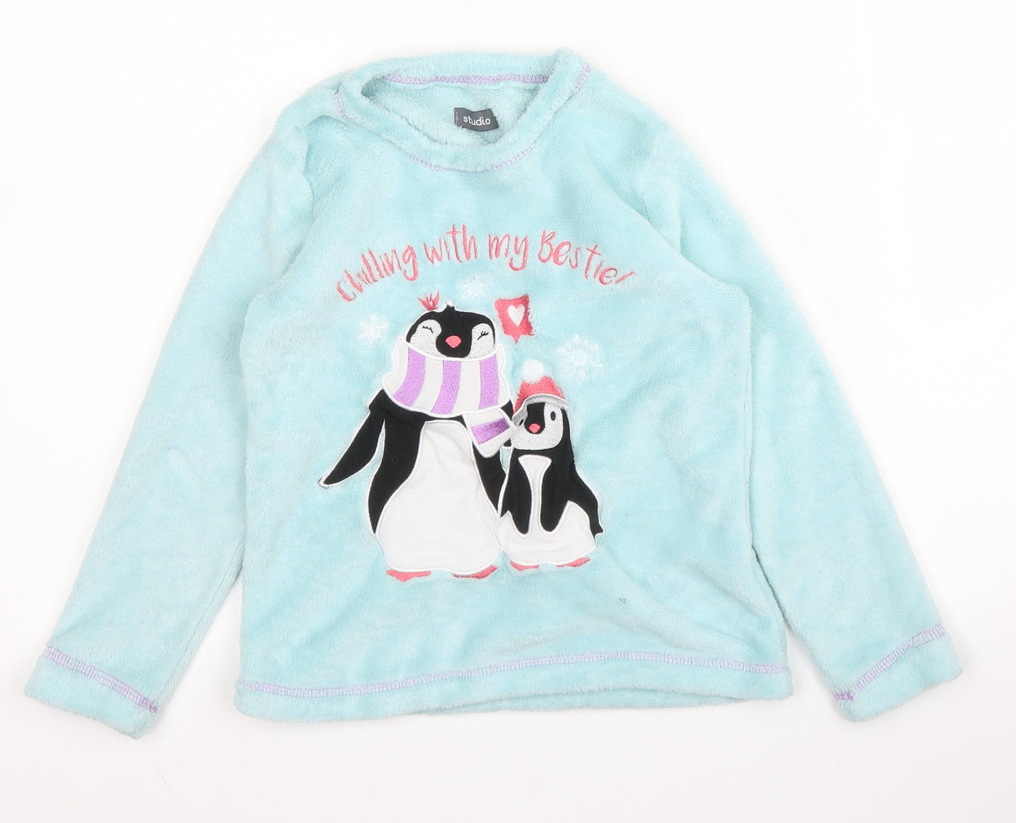 Studio Girls Blue Round Neck  Polyester Pullover Jumper Size 6 Years   - PJ top