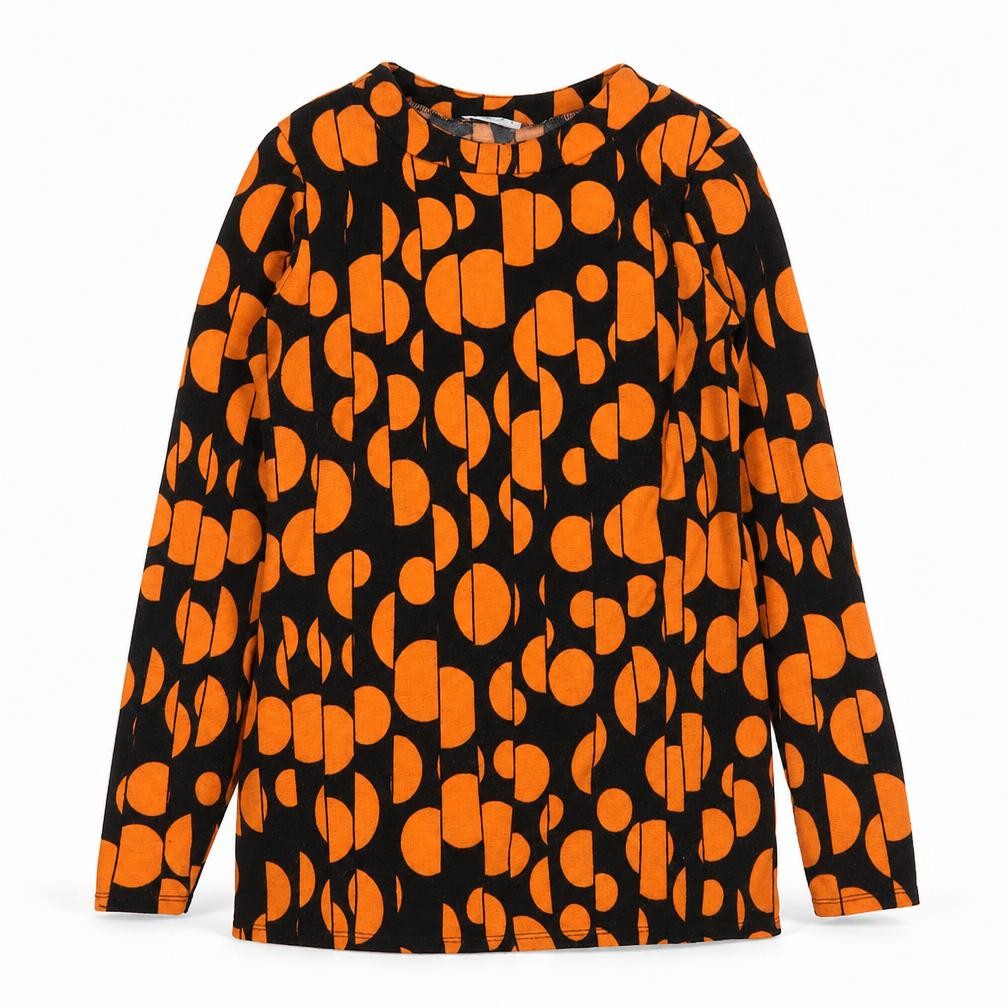 CMD Womens Orange Polka Dot Viscose Basic Blouse Size 10 Round Neck