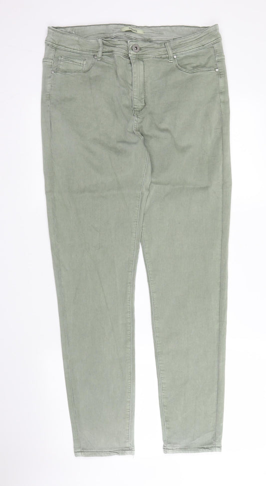 Goodie Womens Green  Cotton Chino Trousers Size 18 L28 in Regular Zip